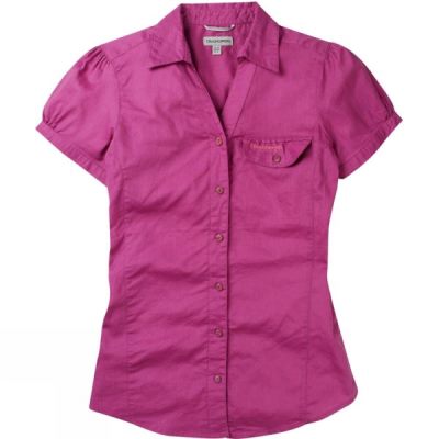 Camisa Craghoppers Emilie Linen Mujer - Fucsia - Chile KXG012354